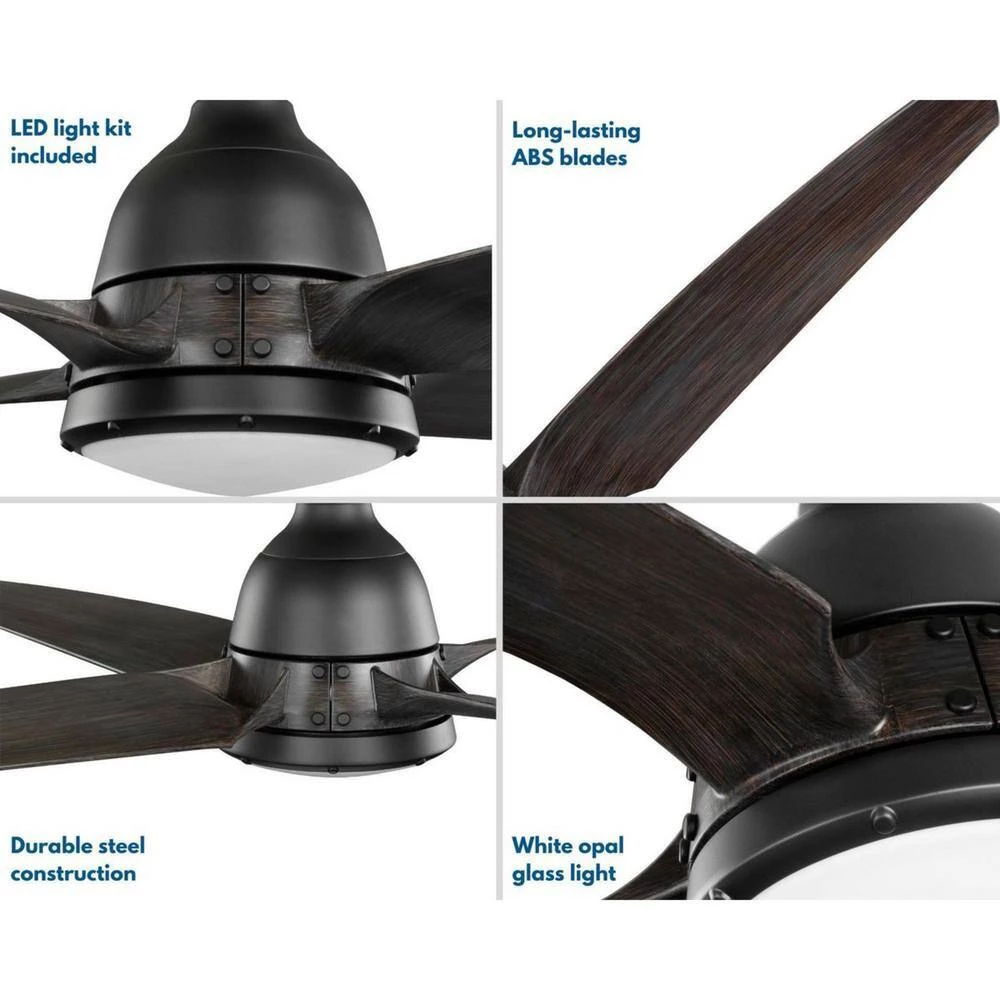 Alleron 56 in. 4-Blade LED Antique Black DC Motor Urban Industrial Ceiling Fan with Light by Progress Lighting 9 Alleron 56 in. 4-Blade LED Antique Black DC Motor Urban Industrial Ceiling Fan with Light by Progress Lighting - Image 7