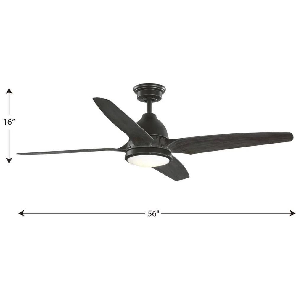 Alleron 56 in. 4-Blade LED Antique Black DC Motor Urban Industrial Ceiling Fan with Light by Progress Lighting 10 Alleron 56 in. 4-Blade LED Antique Black DC Motor Urban Industrial Ceiling Fan with Light by Progress Lighting - Image 8