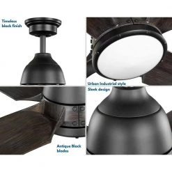 Alleron 56 in. 4-Blade LED Antique Black DC Motor Urban Industrial Ceiling Fan with Light by Progress Lighting 16 Alleron 56 in. 4-Blade LED Antique Black DC Motor Urban Industrial Ceiling Fan with Light by Progress Lighting -Progress Lighting Shop antique black progress lighting ceiling fans with lights p250009 182 30 4f 1000