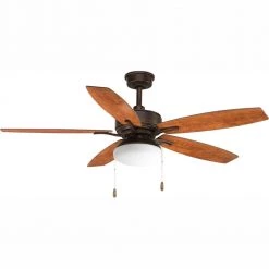 Billows Collection 52 in. LED Indoor Antique Bronze Rustic Ceiling Fan with Light Kit by Progress Lighting