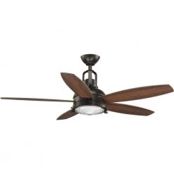 Kudos 52 in. LED Indoor Antique Bronze Ceiling Fan with Light Kit and Remote by Progress Lighting -Progress Lighting Shop antique bronze progress lighting ceiling fans with lights p2568 2030k 1f 1000