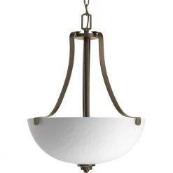 Legend Collection 3-Light Antique Bronze Foyer Pendant with Sculpted Glass by Progress Lighting