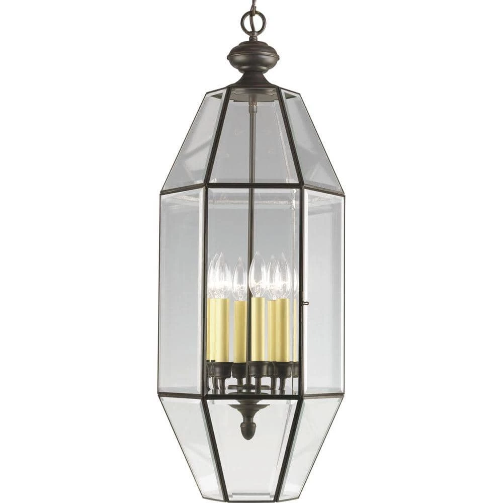6-Light Antique Bronze Foyer Pendant with Clear Beveled Glass by Progress Lighting 3 6-Light Antique Bronze Foyer Pendant with Clear Beveled Glass by Progress Lighting