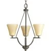 Bravo Collection 3-Light Antique Bronze Foyer Pendant with Umber Linen Glass by Progress Lighting