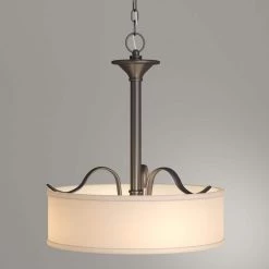Inspire Collection 3-Light Antique Bronze Transitional Hanging Foyer Pendant with Beige Linen Shade by Progress Lighting -Progress Lighting Shop antique bronze progress lighting chandeliers p3931 20 40 1000