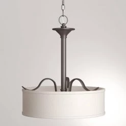 Inspire Collection 3-Light Antique Bronze Transitional Hanging Foyer Pendant with Beige Linen Shade by Progress Lighting -Progress Lighting Shop antique bronze progress lighting chandeliers p3931 20 a0 1000