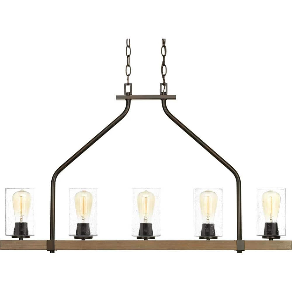 Barnes Mill Collection 5-Light Antique Bronze Chandelier with Shade by Progress Lighting 5 Barnes Mill Collection 5-Light Antique Bronze Chandelier with Shade by Progress Lighting - Image 3