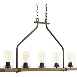 Barnes Mill Collection 5-Light Antique Bronze Chandelier with Shade by Progress Lighting