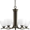 Laird Collection 5-Light Antique Bronze Etched Glass Traditional Chandelier Light by Progress Lighting