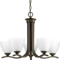 Laird Collection 5-Light Antique Bronze Etched Glass Traditional Chandelier Light by Progress Lighting