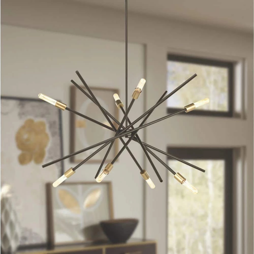 Astra Collection 42-3/8 in. 8-Light Mid-Century Modern Antique Bronze Mid-Century Modern Chandelier Light by Progress Lighting 4 Astra Collection 42-3/8 in. 8-Light Mid-Century Modern Antique Bronze Mid-Century Modern Chandelier Light by Progress Lighting - Image 2