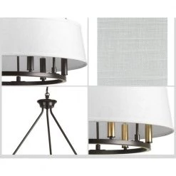 Cherish Collection 6-Light Antique Bronze White Linen Shade Coastal Chandelier Light by Progress Lighting -Progress Lighting Shop antique bronze progress lighting chandeliers p4618 20 1f 1000