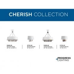 Cherish Collection 6-Light Antique Bronze White Linen Shade Coastal Chandelier Light by Progress Lighting -Progress Lighting Shop antique bronze progress lighting chandeliers p4618 20 76 1000