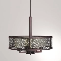 Mingle Collection 4-Light Antique Bronze Pendant with Natural Parchment Glass by Progress Lighting -Progress Lighting Shop antique bronze progress lighting chandeliers p5156 20 a0 1000