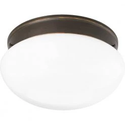 2-Light Antique Bronze Flush Mount with White Glass by Progress Lighting