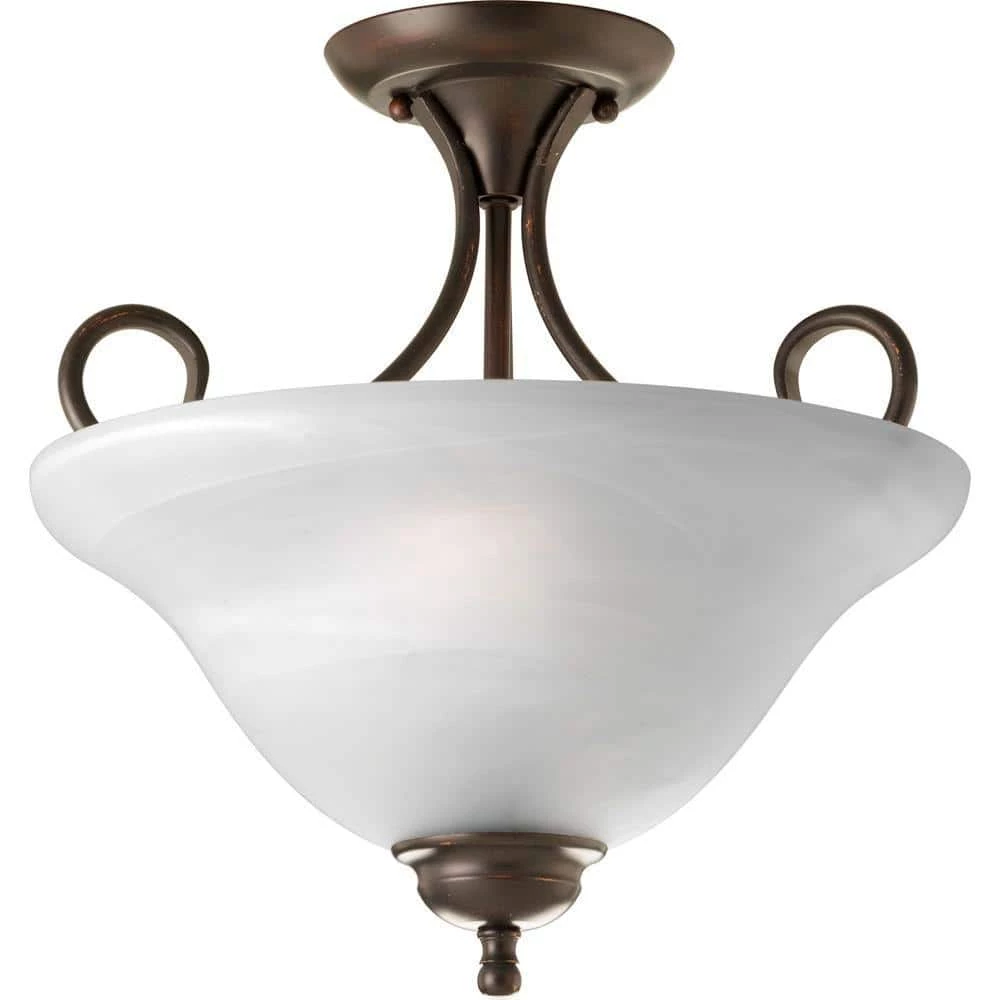 2-Light Antique Bronze Semi-Flush Mount by Progress Lighting 3 2-Light Antique Bronze Semi-Flush Mount by Progress Lighting