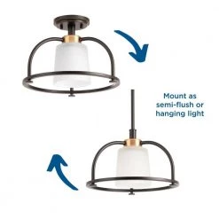 West Village Collection 1-Light Antique Bronze Semi-Flush Mount by Progress Lighting -Progress Lighting Shop antique bronze progress lighting flush mount lights p350032 020 4f 1000