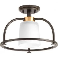 West Village Collection 1-Light Antique Bronze Semi-Flush Mount by Progress Lighting