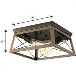 Briarwood Collection 2-Light Antique Bronze Kitchen Farmhouse Ceiling Light Flush Mount with Painted Wood Oak Frame by Progress Lighting -Progress Lighting Shop antique bronze progress lighting flush mount lights p350039 020 66 1000