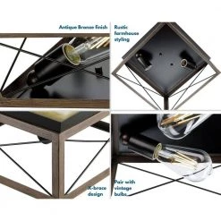 Briarwood Collection 2-Light Antique Bronze Kitchen Farmhouse Ceiling Light Flush Mount with Painted Wood Oak Frame by Progress Lighting -Progress Lighting Shop antique bronze progress lighting flush mount lights p350039 020 76 1000