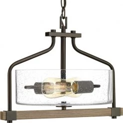 Barnes Mill Collection 2-Light Antique Bronze Semi-Flush Mount by Progress Lighting