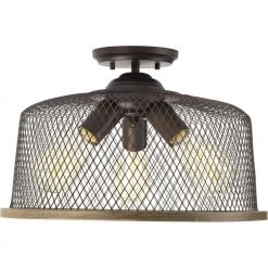 Tilley Collection 3-Light Antique Bronze Semi-Flush Mount by Progress Lighting -Progress Lighting Shop antique bronze progress lighting flush mount lights p350091 020 c3 1000
