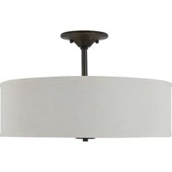 Inspire Collection 18 in. Antique Bronze 3-Light Transitional Bedroom Ceiling Light Drum Semi-Flush Mount by Progress Lighting -Progress Lighting Shop antique bronze progress lighting flush mount lights p350168 020 fa 1000