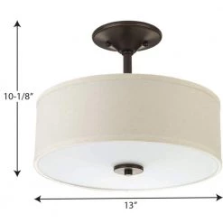 Inspire Collection 13 in. 2-Light Antique Bronze Transitional Semi-Flush Ceiling Mount with Off-White Linen Shade by Progress Lighting -Progress Lighting Shop antique bronze progress lighting flush mount lights p3712 20 1f 1000