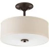 Inspire Collection 13 in. 2-Light Antique Bronze Transitional Semi-Flush Ceiling Mount with Off-White Linen Shade by Progress Lighting -Progress Lighting Shop antique bronze progress lighting flush mount lights p3712 20 64 1000
