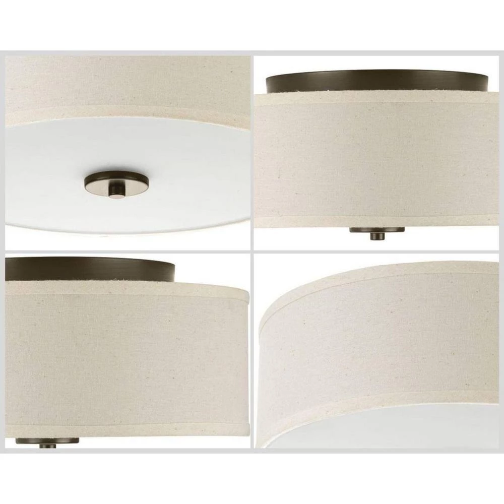 Inspire Collection 13 in. 2-Light Antique Bronze Kitchen Transitional Ceiling Light Drum Flush Mount by Progress Lighting 11 Inspire Collection 13 in. 2-Light Antique Bronze Kitchen Transitional Ceiling Light Drum Flush Mount by Progress Lighting - Image 9