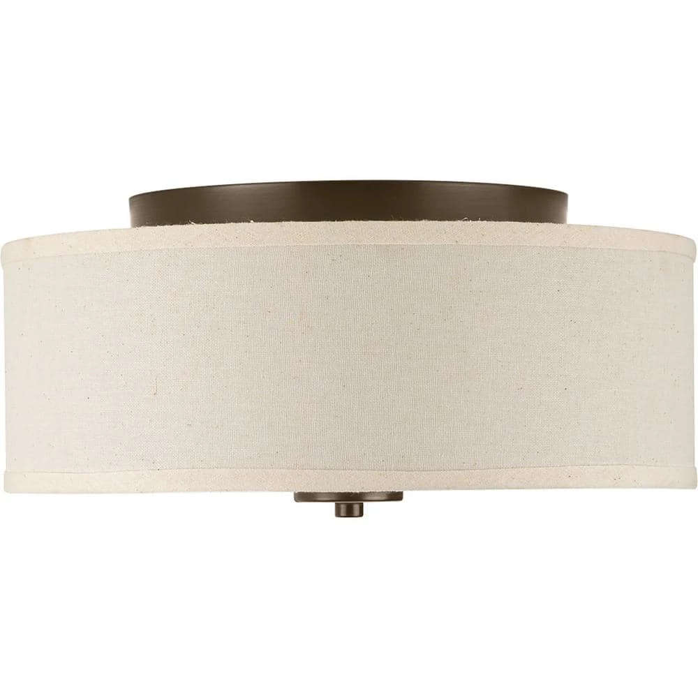 Inspire Collection 13 in. 2-Light Antique Bronze Kitchen Transitional Ceiling Light Drum Flush Mount by Progress Lighting 12 Inspire Collection 13 in. 2-Light Antique Bronze Kitchen Transitional Ceiling Light Drum Flush Mount by Progress Lighting - Image 10