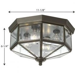 4-Light Antique Bronze Clear Beveled Glass Traditional Indoor Outdoor 9-3/4" Flush Mount Light by Progress Lighting -Progress Lighting Shop antique bronze progress lighting flush mount lights p5789 20 76 1000
