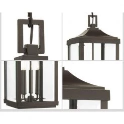 Gibbes Street Collection 3-Light Antique Bronze Clear Beveled Glass New Traditional Outdoor Hanging Porch Lantern Light by Progress Lighting -Progress Lighting Shop antique bronze progress lighting outdoor chandeliers p550004 020 4f 1000
