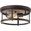 Gunther Collection 2-Light Antique Bronze Clear Glass Farmhouse Outdoor Flush Mount Light by Progress Lighting -Progress Lighting Shop antique bronze progress lighting outdoor flush mount lights p550021 020 64 1000