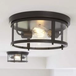 Gunther Collection 2-Light Antique Bronze Clear Glass Farmhouse Outdoor Flush Mount Light by Progress Lighting -Progress Lighting Shop antique bronze progress lighting outdoor flush mount lights p550021 020 c3 1000