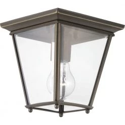 Burlington Collection 1-Light Antique Bronze Clear Beveled Glass New Traditional Outdoor Flush Mount Light by Progress Lighting -Progress Lighting Shop antique bronze progress lighting outdoor flush mount lights p550035 020 1f 1000