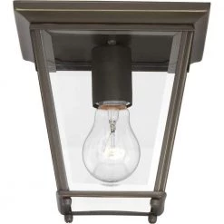 Burlington Collection 1-Light Antique Bronze Clear Beveled Glass New Traditional Outdoor Flush Mount Light by Progress Lighting -Progress Lighting Shop antique bronze progress lighting outdoor flush mount lights p550035 020 4f 1000