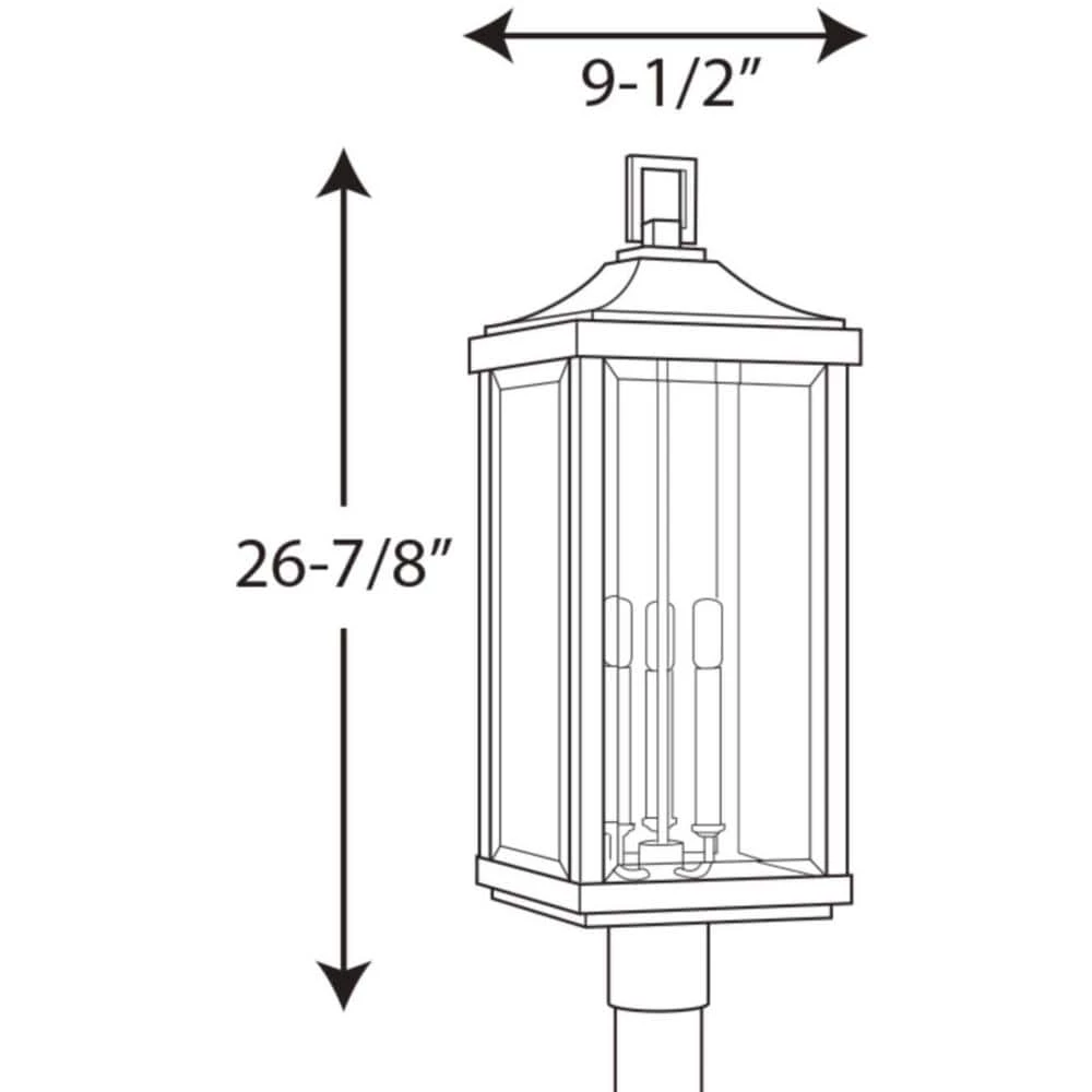 Gibbes Street Collection 9-1/2 in. 3-Light Antique Bronze Clear Beveled Glass New Traditional Outdoor Post Lantern Light by Progress Lighting 8 Gibbes Street Collection 9-1/2 in. 3-Light Antique Bronze Clear Beveled Glass New Traditional Outdoor Post Lantern Light by Progress Lighting - Image 6