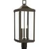 Gibbes Street Collection 9-1/2 in. 3-Light Antique Bronze Clear Beveled Glass New Traditional Outdoor Post Lantern Light by Progress Lighting -Progress Lighting Shop antique bronze progress lighting outdoor pendant lights p540004 020 64 1000