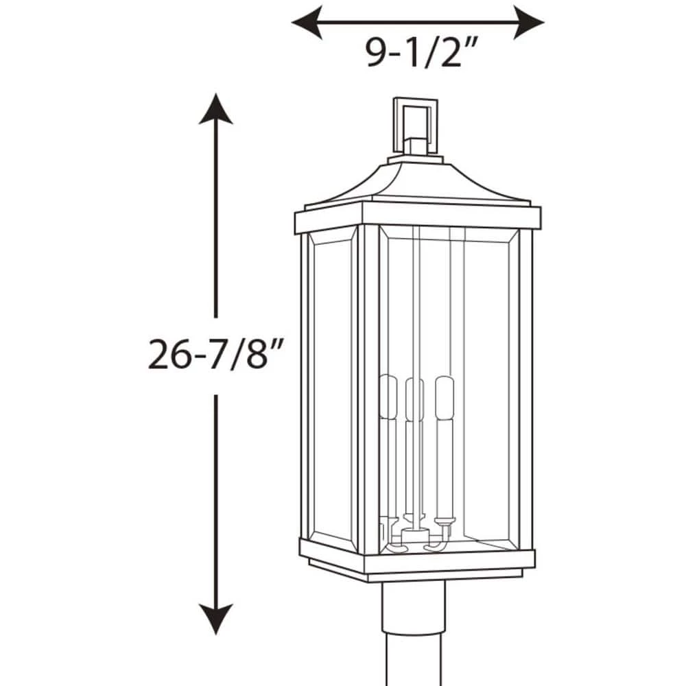 Gibbes Street Collection 9-1/2 in. 3-Light Antique Bronze Clear Beveled Glass New Traditional Outdoor Post Lantern Light by Progress Lighting 7 Gibbes Street Collection 9-1/2 in. 3-Light Antique Bronze Clear Beveled Glass New Traditional Outdoor Post Lantern Light by Progress Lighting - Image 5