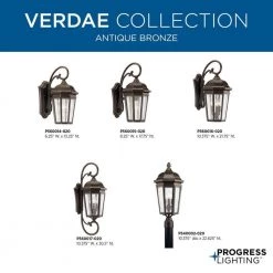 Verdae Collection 1-Light Antique Bronze Clear Seeded Glass New Traditional Outdoor Medium Wall Lantern Light by Progress Lighting -Progress Lighting Shop antique bronze progress lighting outdoor sconces p560015 020 d4 1000