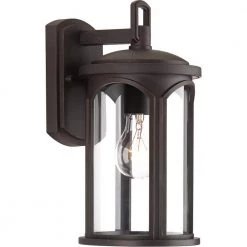 Gables Collection 1-Light Antique Bronze Clear Glass New Traditional Outdoor Large Wall Lantern Light by Progress Lighting