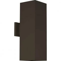 Coastal 64-Watt 6 in. Antique Bronze Integrated LED Outdoor Square Cast Aluminum Modern Cylinder Wall Lantern by Progress Lighting