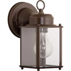 1-Light Antique Bronze Clear Flat Glass Traditional Outdoor Wall Lantern Light by Progress Lighting