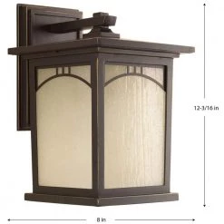 Residence Collection 1-Light Antique Bronze Umber Textured Art Glass Craftsman Outdoor Medium Wall Lantern Light by Progress Lighting -Progress Lighting Shop antique bronze progress lighting outdoor sconces p6053 20 4f 1000