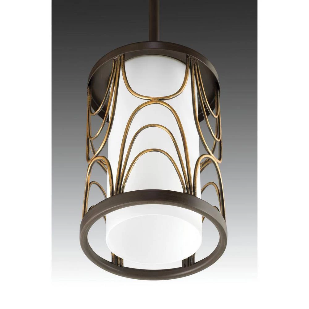 Cirrine Collection 1-Light Antique Bronze Mini Pendant with Etched White Glass by Progress Lighting 5 Cirrine Collection 1-Light Antique Bronze Mini Pendant with Etched White Glass by Progress Lighting - Image 3