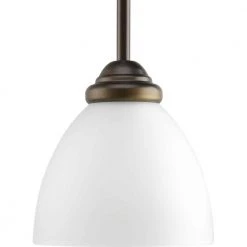 Heart Collection 1-Light Antique Bronze Mini Pendant with Etched Glass by Progress Lighting