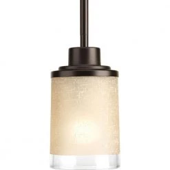Alexa Collection 1-Light Antique Bronze Mini Pendant with Etched Umber Linen Glass by Progress Lighting -Progress Lighting Shop antique bronze progress lighting pendant lights p5147 20 1d 1000