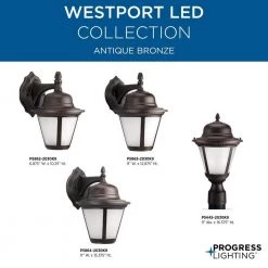 Westport LED Collection 1-Light Antique Bronze Etched Seeded Glass Traditional Outdoor Post Lantern Light by Progress Lighting -Progress Lighting Shop antique bronze progress lighting post lanterns p5445 2030k9 4f 1000