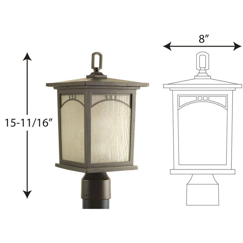 Residence Collection 1-Light Antique Bronze Umber Textured Art Glass Craftsman Outdoor Post Lantern Light by Progress Lighting 4 Residence Collection 1-Light Antique Bronze Umber Textured Art Glass Craftsman Outdoor Post Lantern Light by Progress Lighting - Image 2